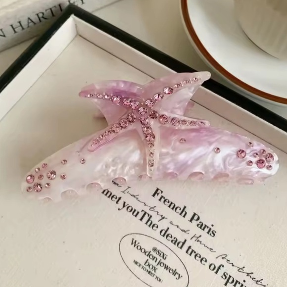 Pink Starfish Rhinestone Hair Clip main image 5